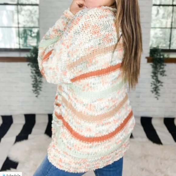 Women's Sweater DOUBLESTRANDED STRIPE CARDIGAN NWT - Picture 4 of 4